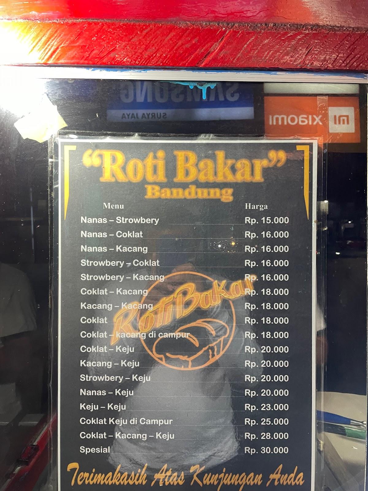 Menu At Roti Bakar Bandung Manokwari Jl Merdeka No 31