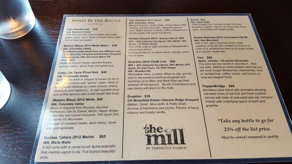 Menu at The Mill pub & bar, Lynden