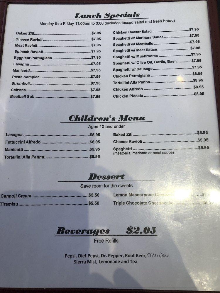 Menu at Venezia Italian Restaurant, Taylorville