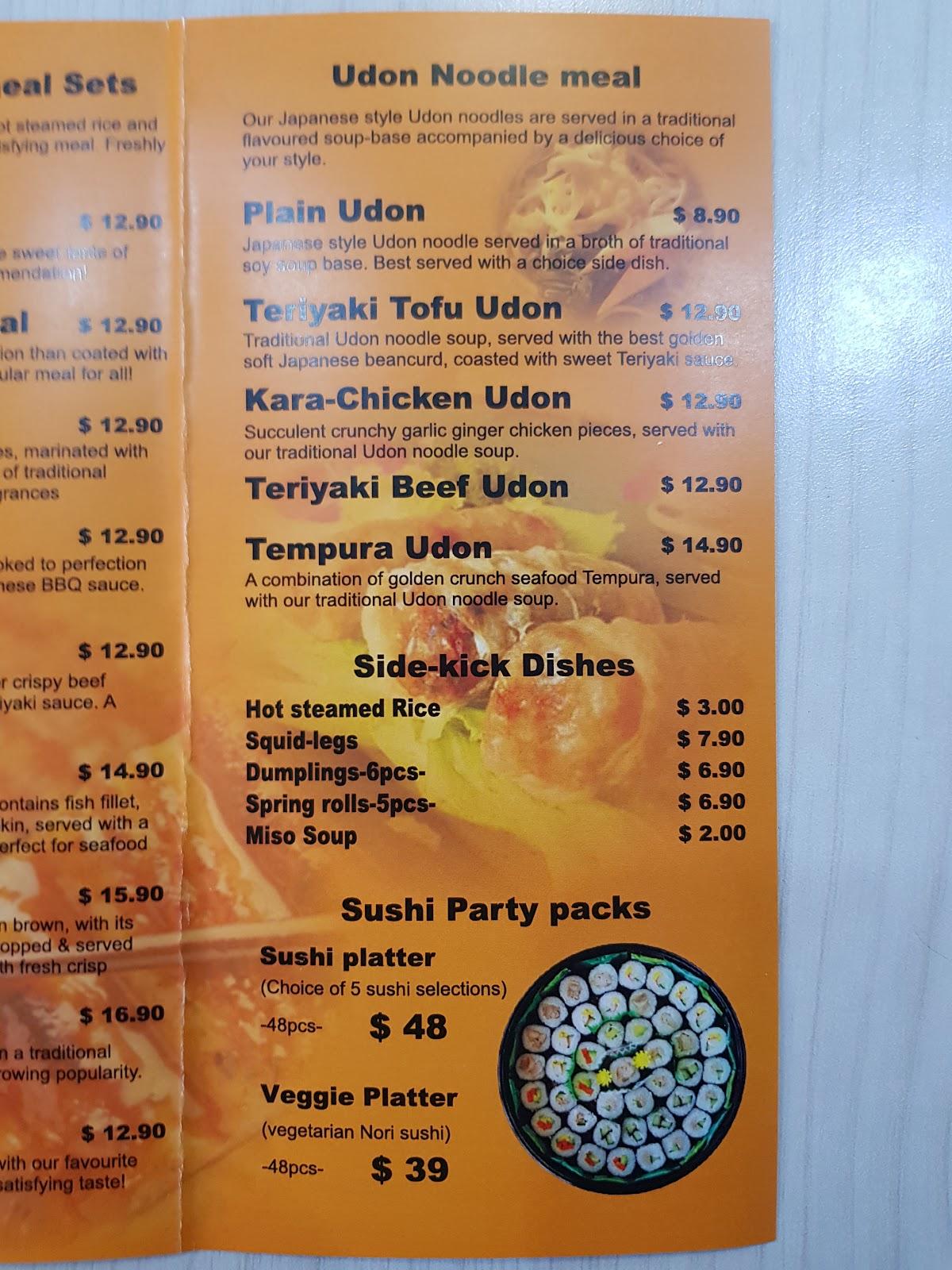 Menu at Noodler's Noodle Bar, Kwinana Town Centre