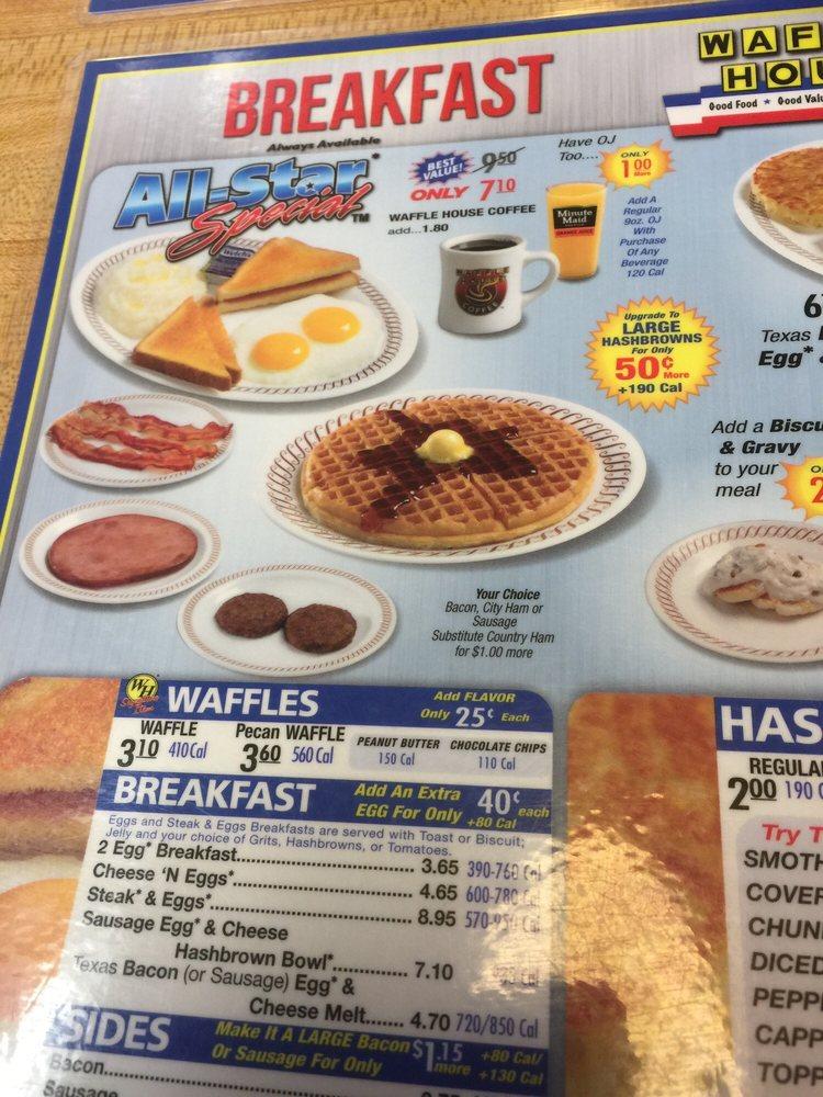 Menu at Waffle House restaurant, Loxley