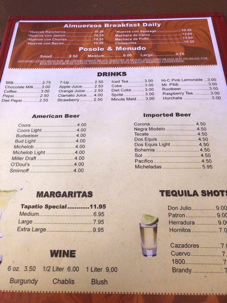 Menu At El Charro Tapatio Restaurant Porterville S Main St