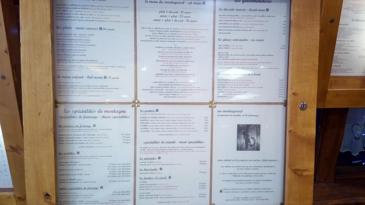 Menu at AU MONTAGNARD restaurant, Huez