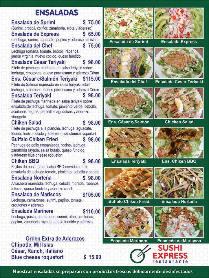 Carta de Sushi Express Restaurante, Comalcalco