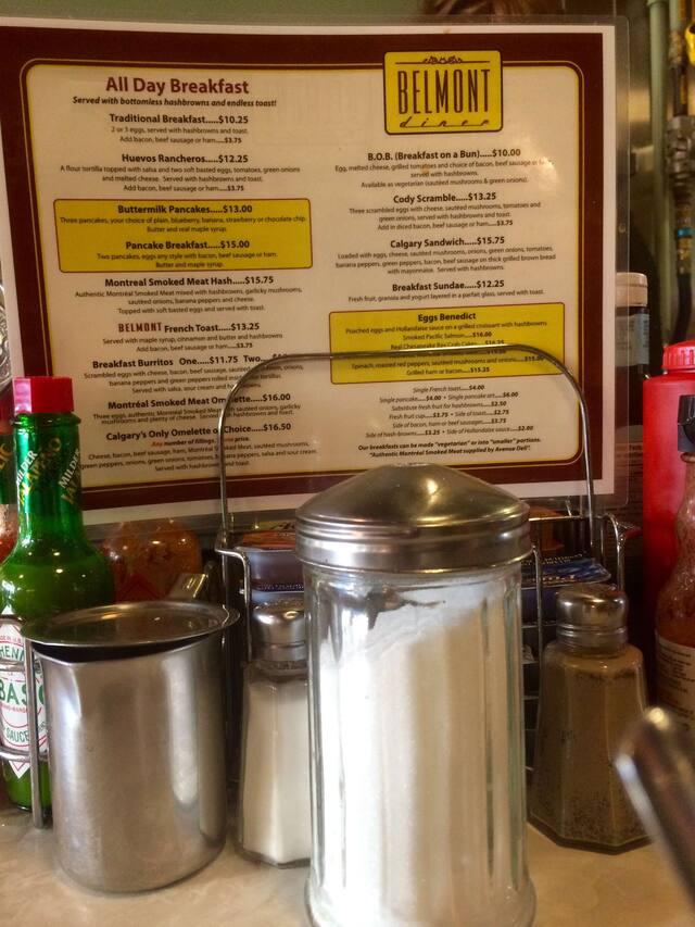 Menu at Belmont Diner Marda Loop restaurant, Calgary