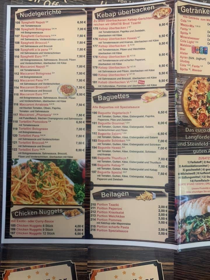 Speisekarte von Euro Döner Langförden restaurant, Vechta