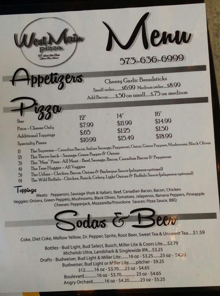 Menu At West Main Pizza Pizzeria Jefferson City   Rbad West Main Pizza Menu 2022 08 