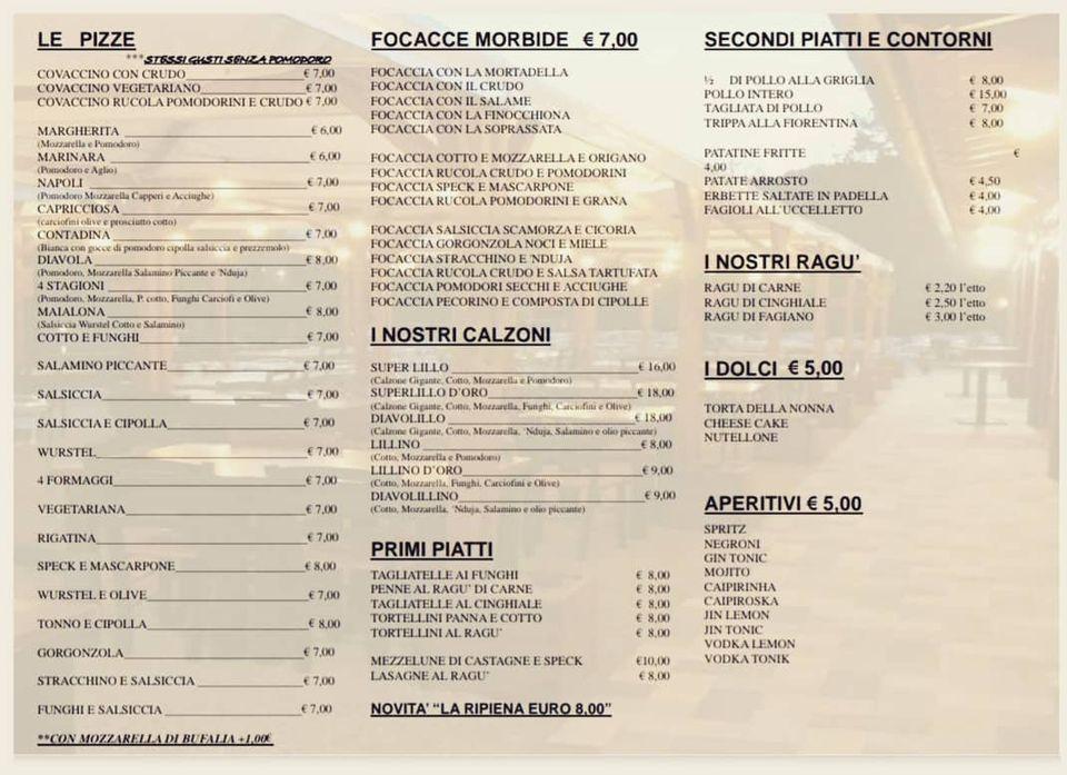 Menu di Ikke c’è c’è -Lago Lillo 