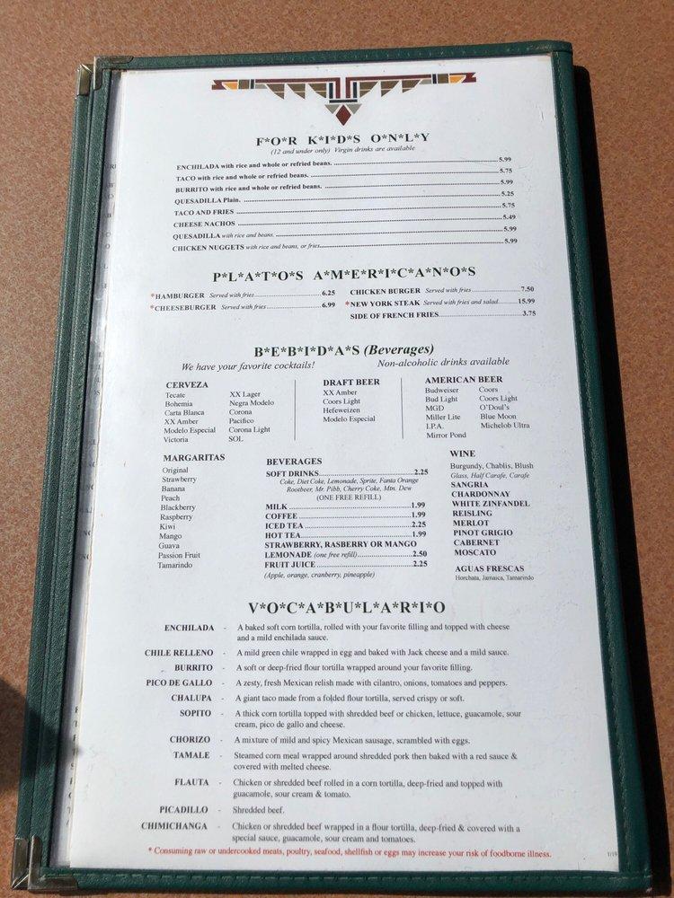 Menu at Ixtapa Clatskanie restaurant, Clatskanie