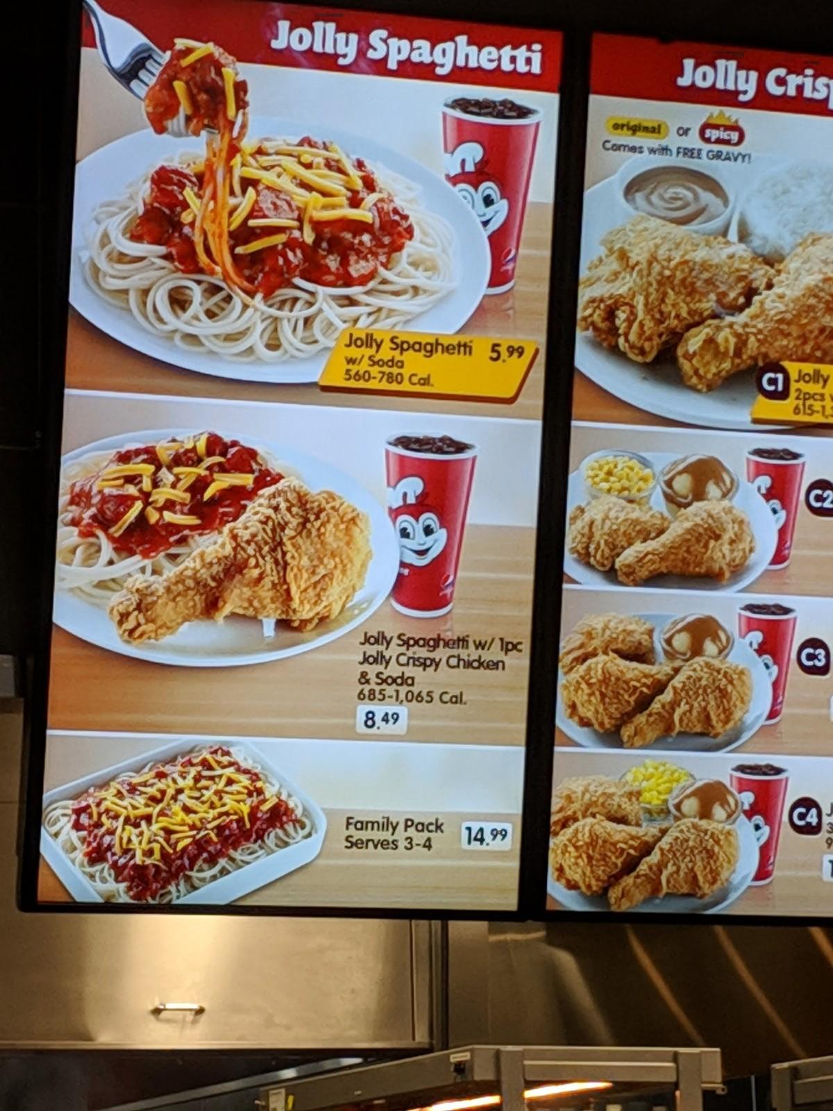 Menu at Jollibee fast food, Toronto, 15 William Kitchen Rd #914