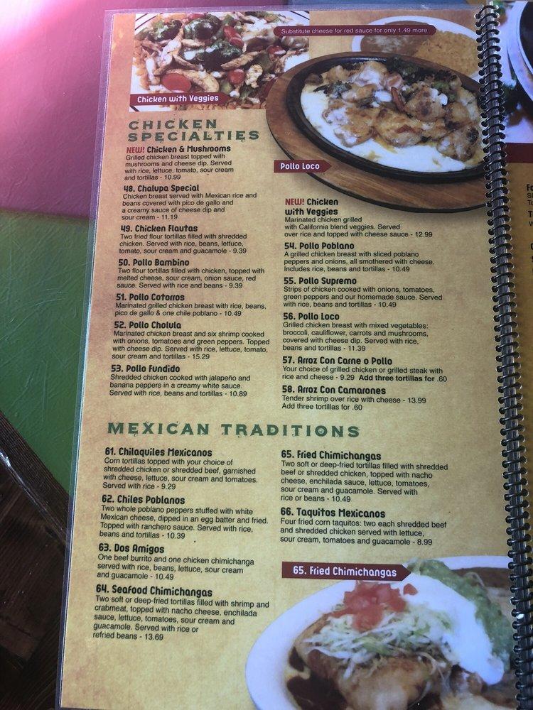 Menu at Las chalupas Mexican Restaurant, North Vernon, N State St