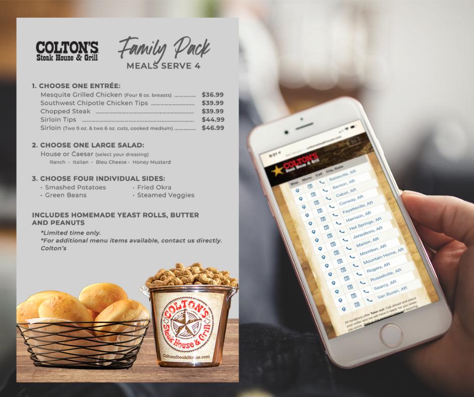 Menu at Colton's Steak House & Grill steakhouse, Dickson