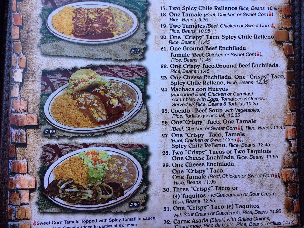 Menu at Super Mex restaurant, Irvine