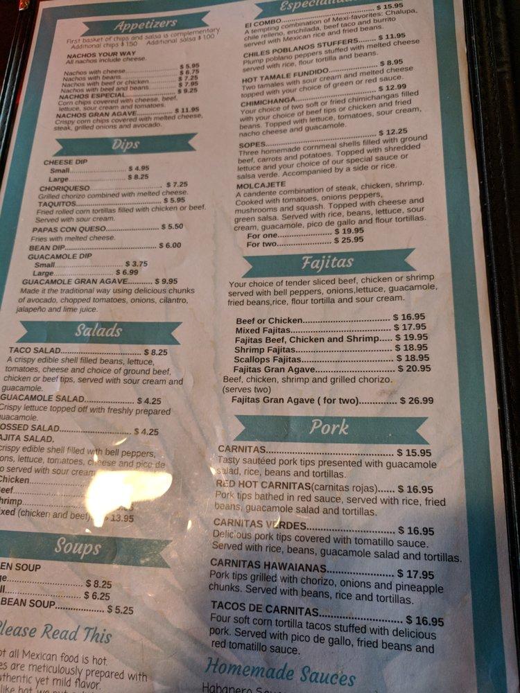 Menu at Gran Agave restaurant, Riverview