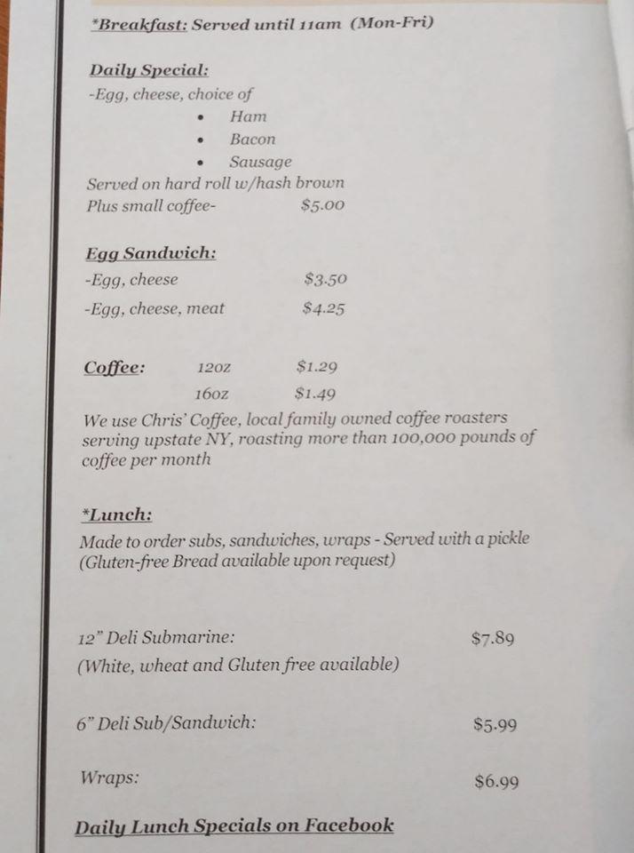 Rbaf Menu Moss Street Deli And Country Store 