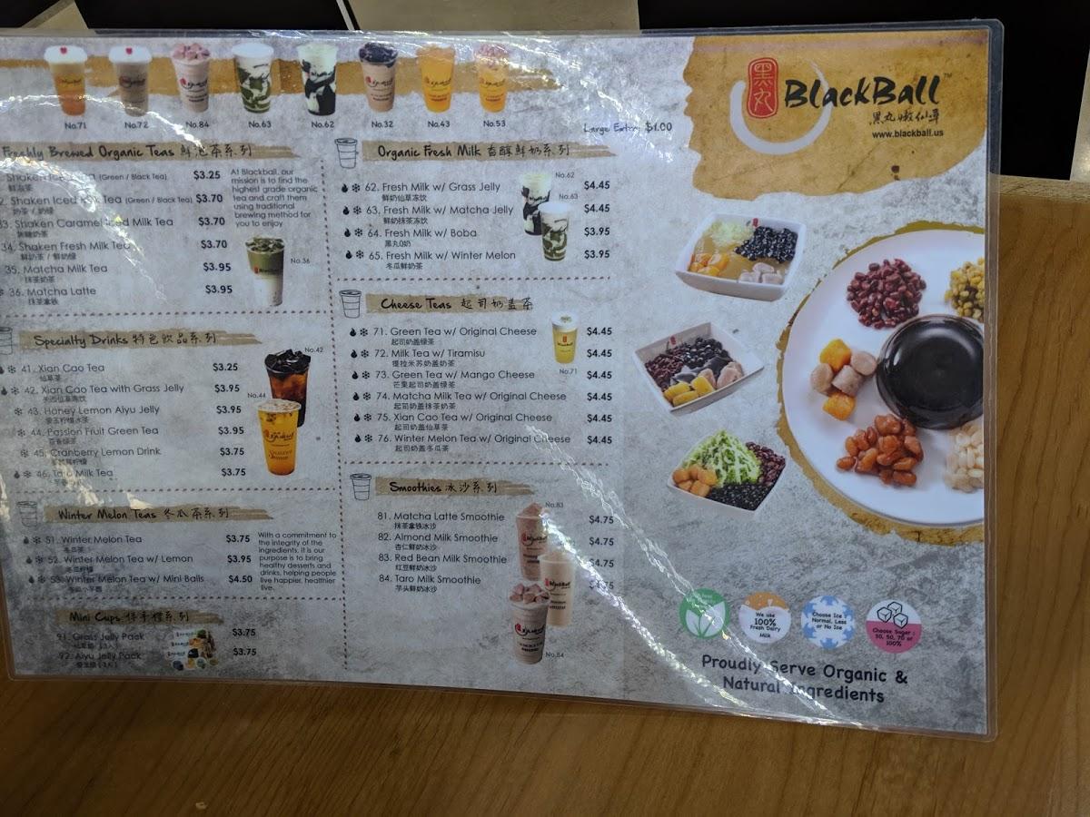 Menu at Blackball desserts, Frisco