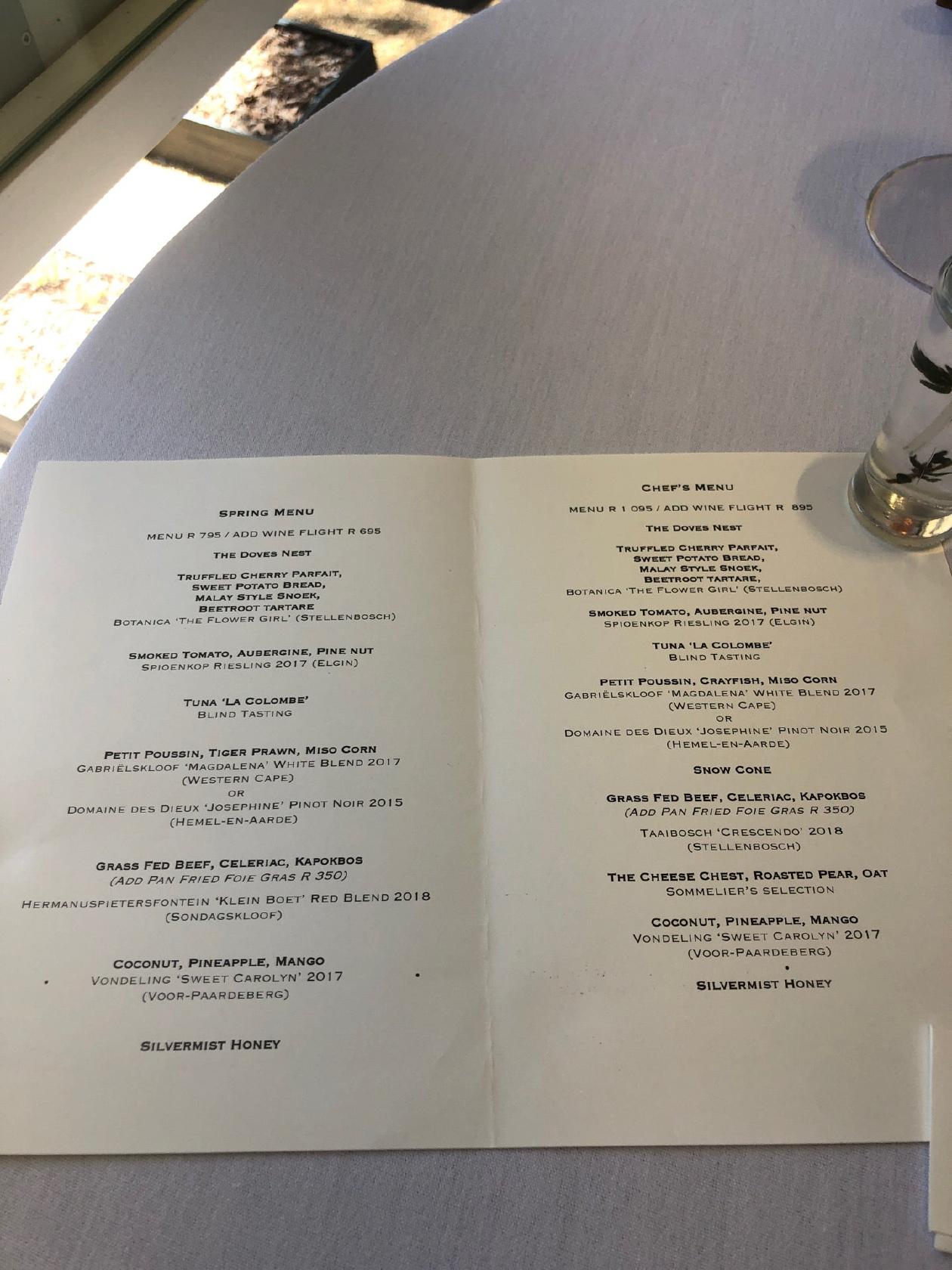 la colombe dor menu