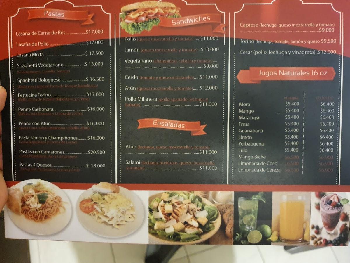 Carta del restaurante Torino Pasta y Pizza, Colombia