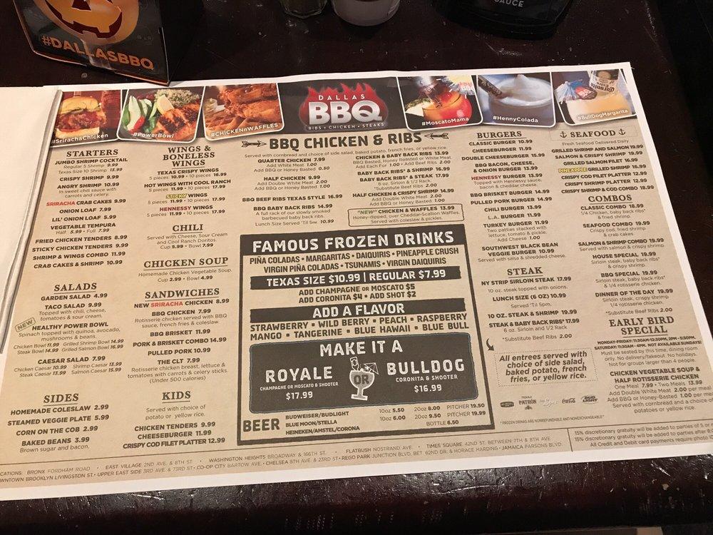 Меню Dallas BBQ, НьюЙорк, 180 Livingston St