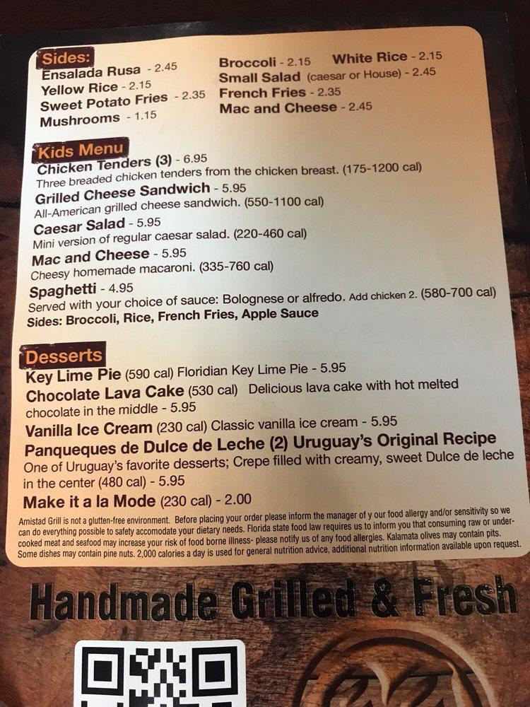 Menu at Amistad Grill Restaurant, Homestead