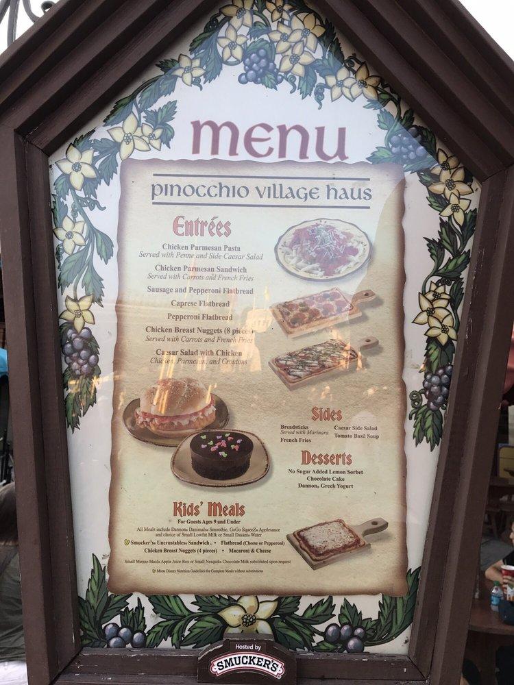 Menu at Pinocchio Village Haus pizzeria, Lake Buena Vista, Seven Seas Drive