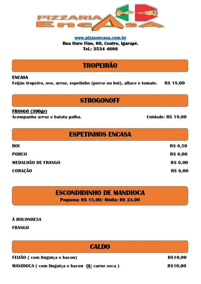 Pizzaria Encasa cardápio
