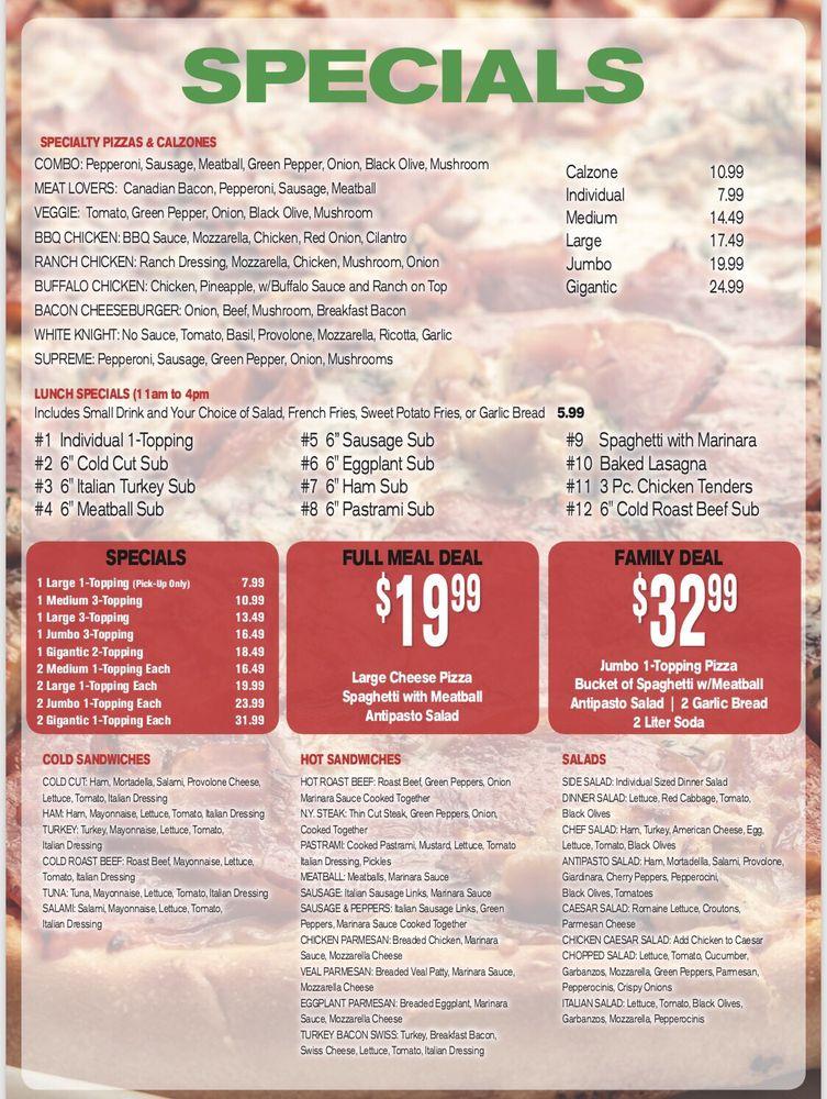 Menu at RigaTony’s Pizza & Pasta pizzeria, Lancaster