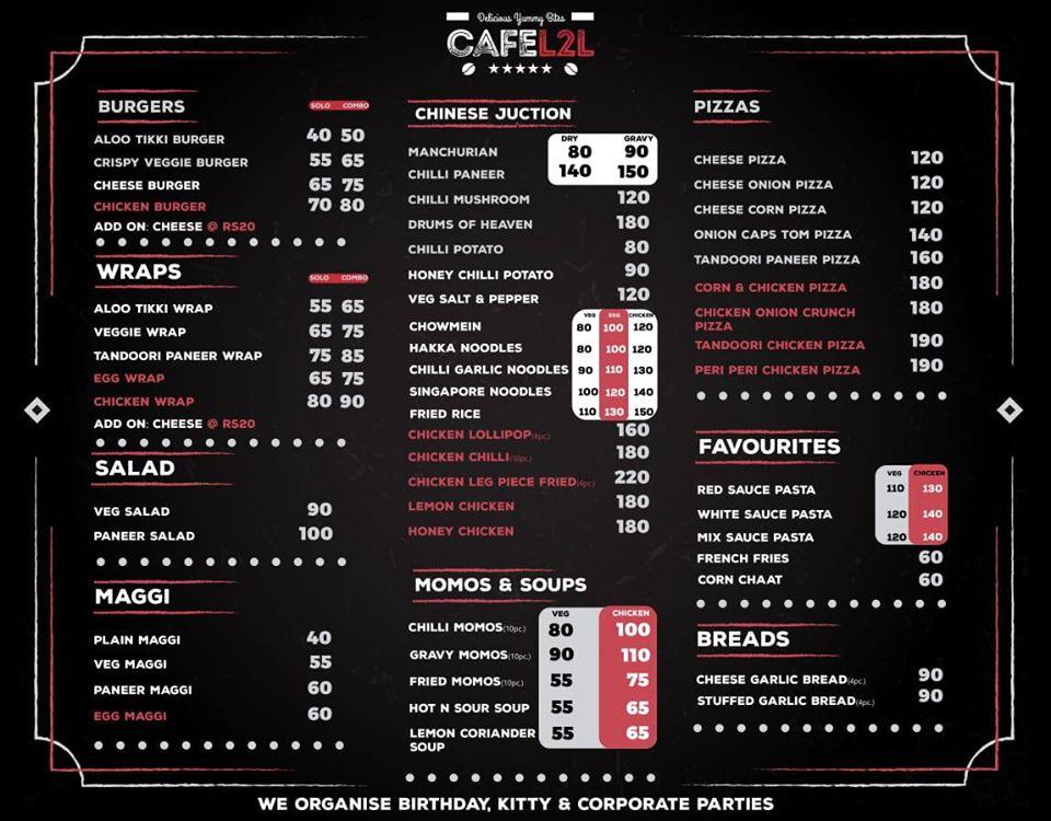 Cafe L2L menu
