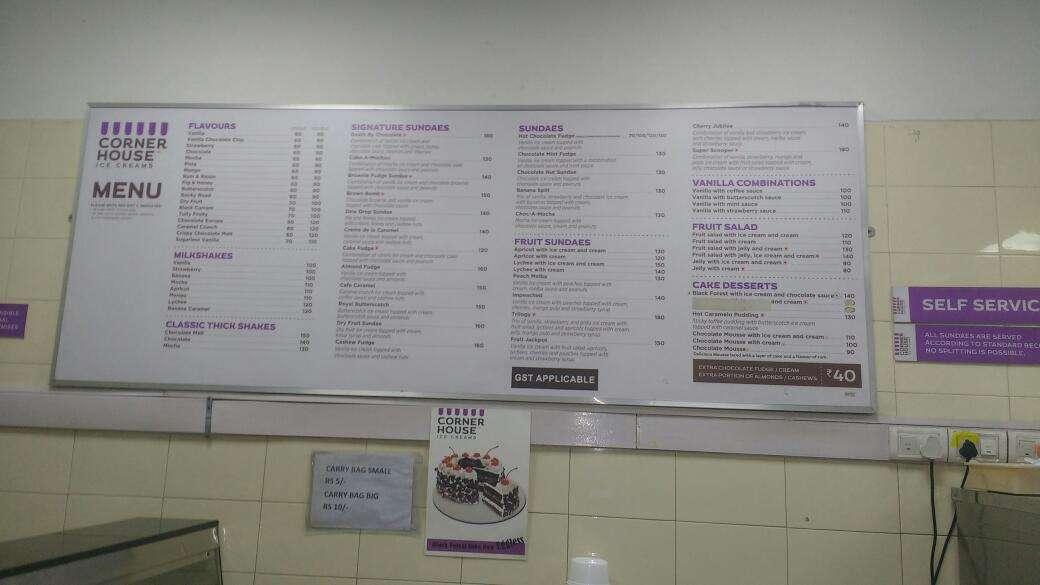 Corner house menu