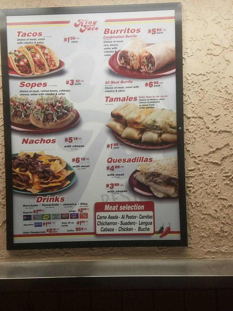 Menu at King Taco # 2 restaurant, Los Angeles, E 3rd St