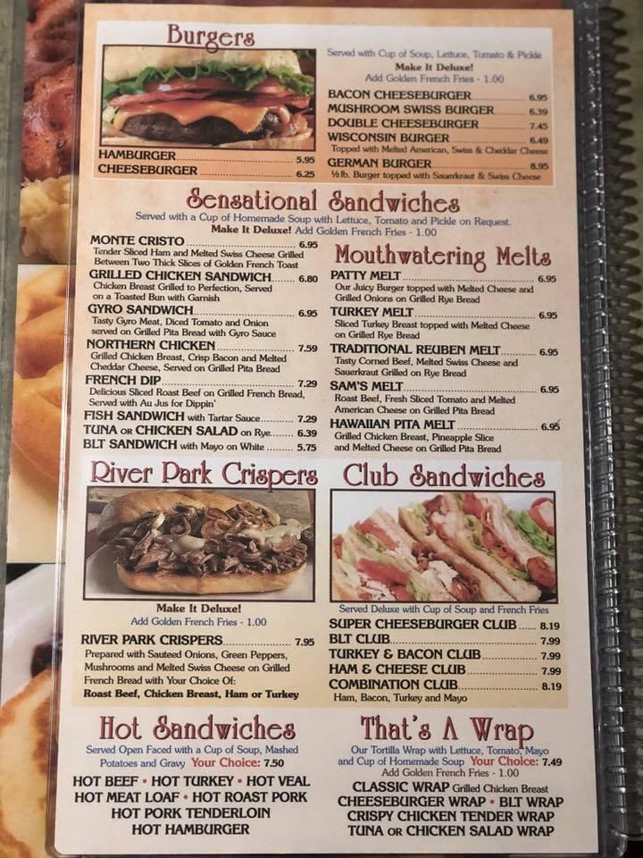 Menu at River Park Family Restaurant, Sheboygan Falls