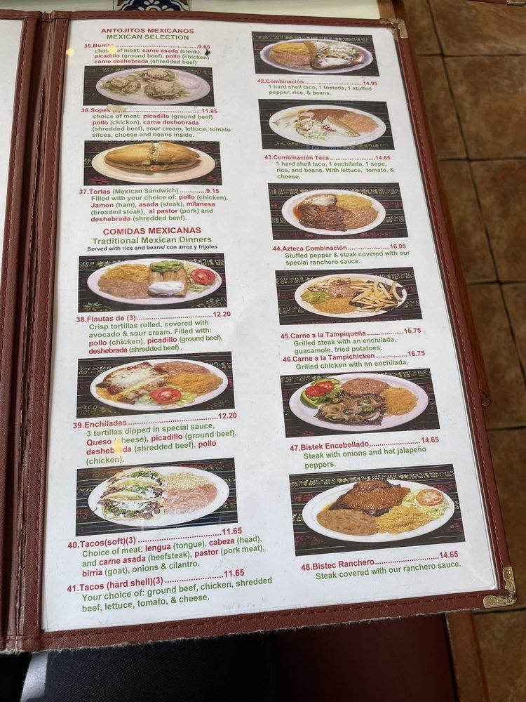Menu at Tecalitlan Restaurant, Aurora