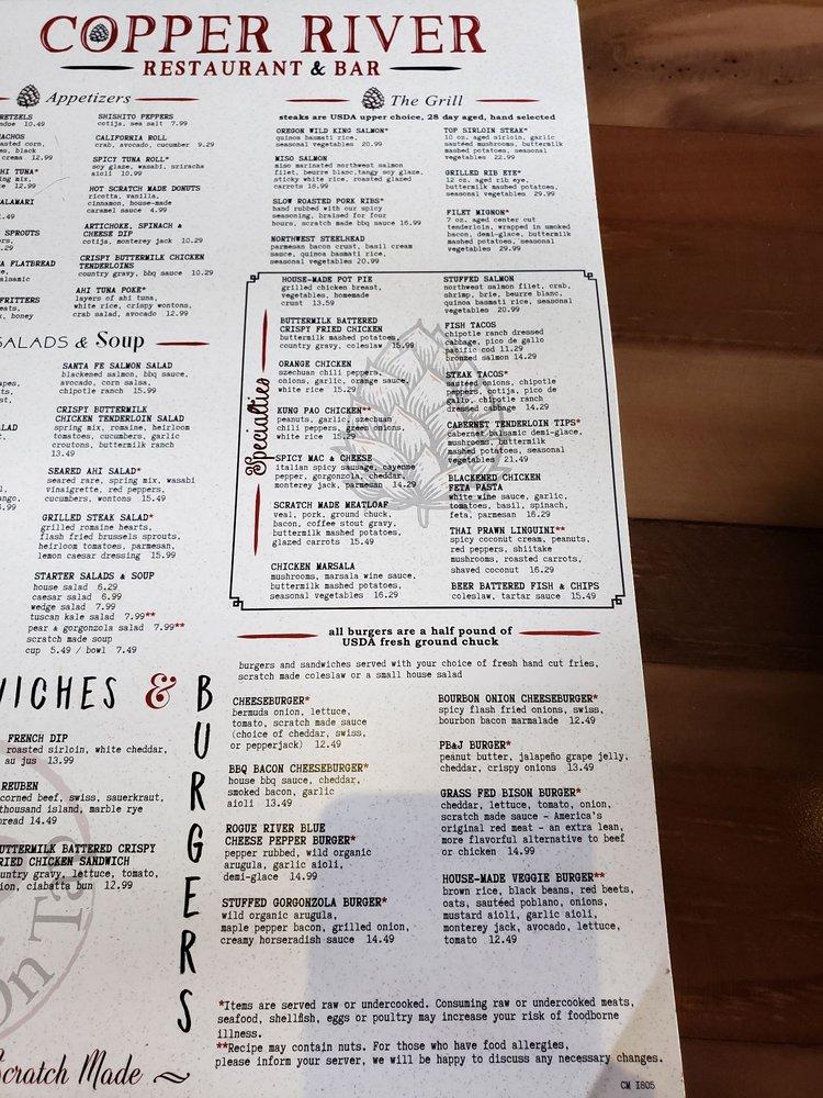 Menu at Copper River Restaurant & Bar, Hillsboro
