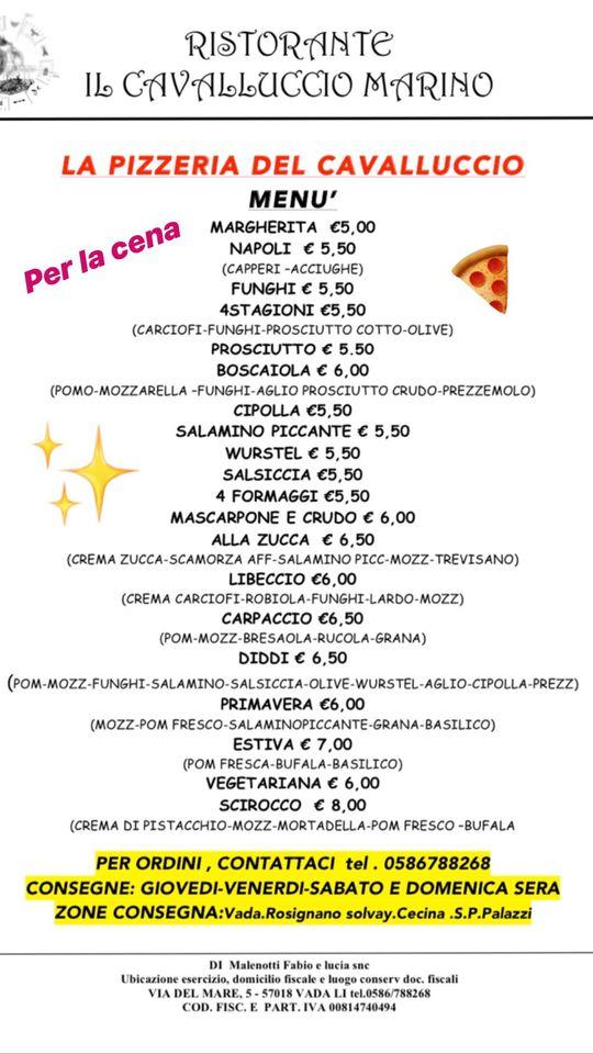 Menu Da Il Cavalluccio Marino Ristorante Vada