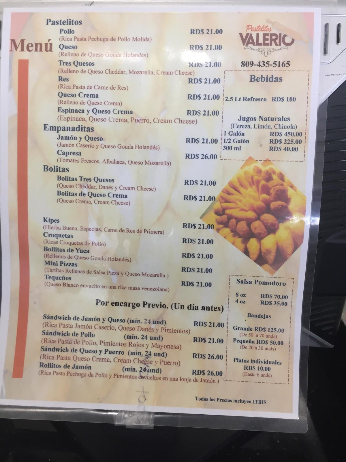 Menu At Pastelitos Valerio Restaurant Santo Domingo C Luis F Thomen