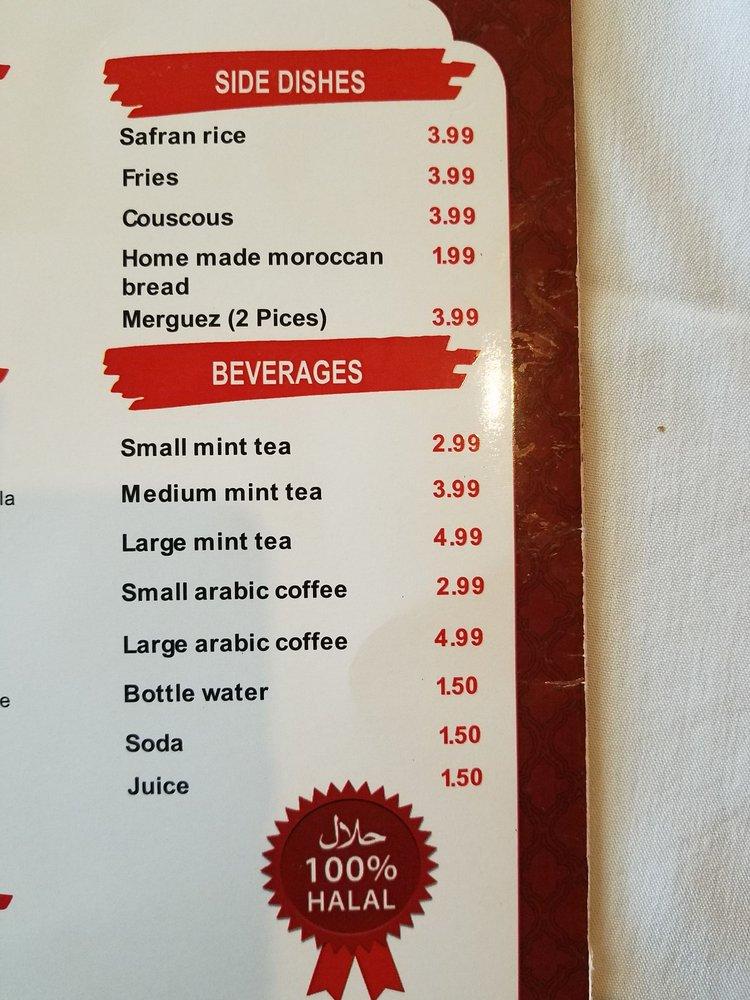 Menu at Dar Tajine Moroccan Restaurant, Plantation