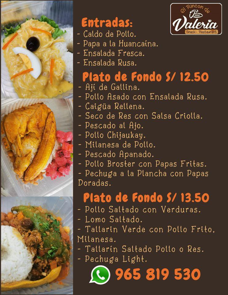 Menu at El Rincon De Valeria restaurant, Iquitos