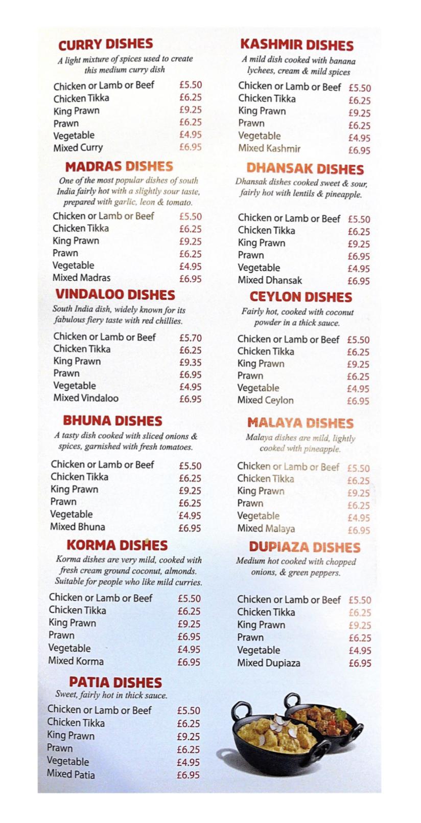 Menu at Indian Spice fast food, Whitehaven