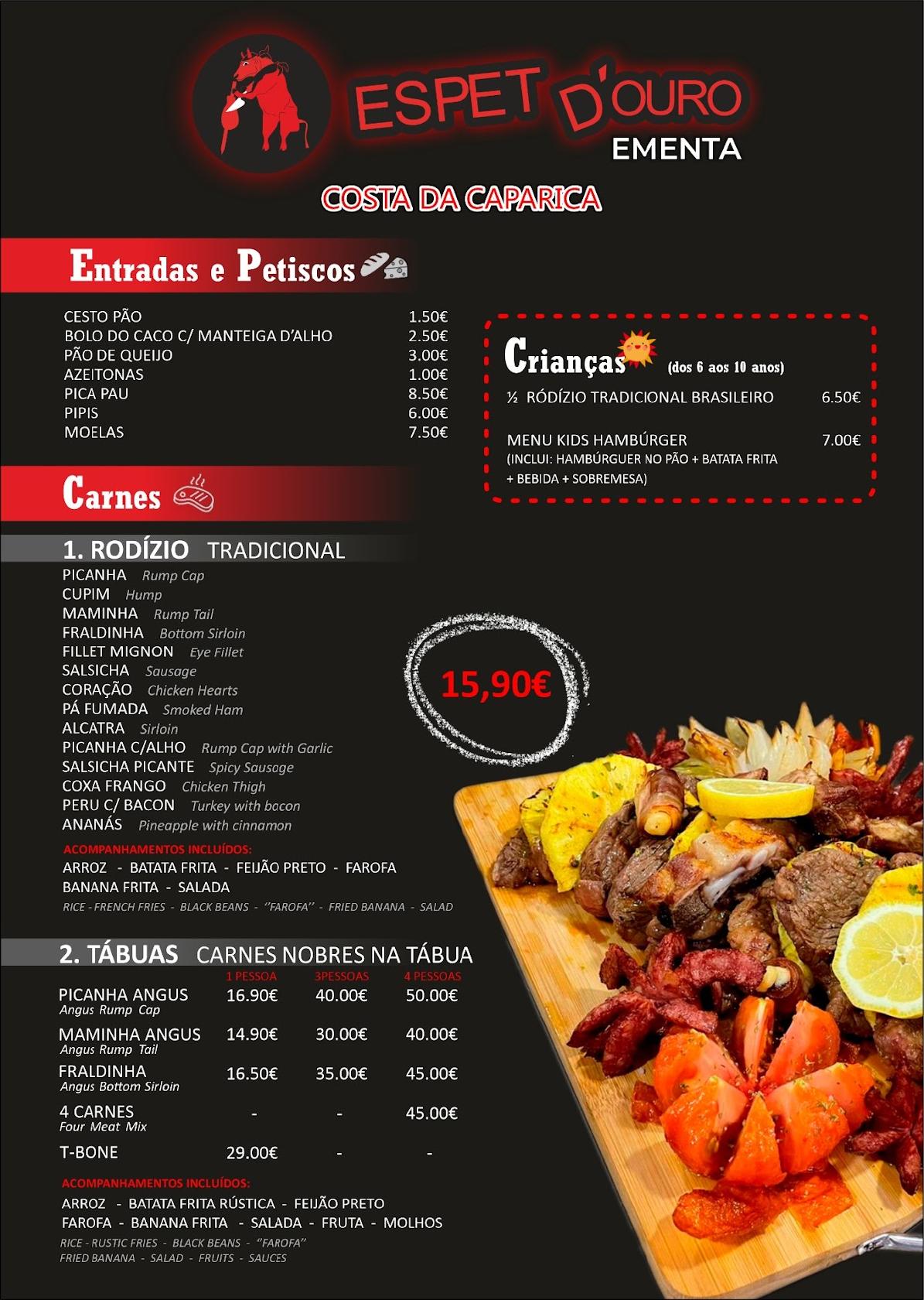 Carta Del Restaurante Espet D Ouro Costa Del Caparica
