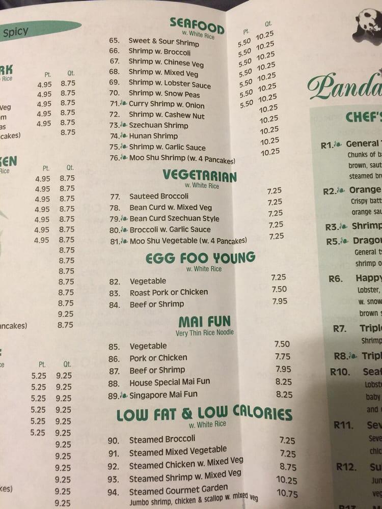 Menu at Panda House restaurant, Varnell, Cleveland Hwy