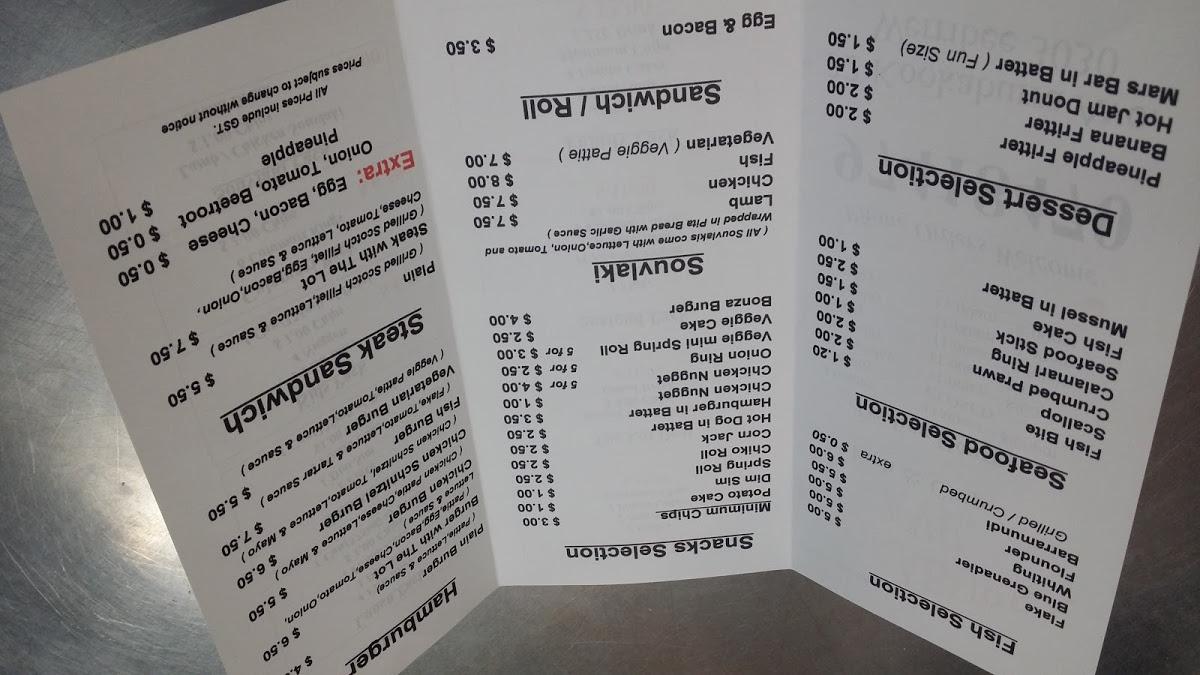Menu at Kookaburra Ave Fish & Chips fast food, Werribee