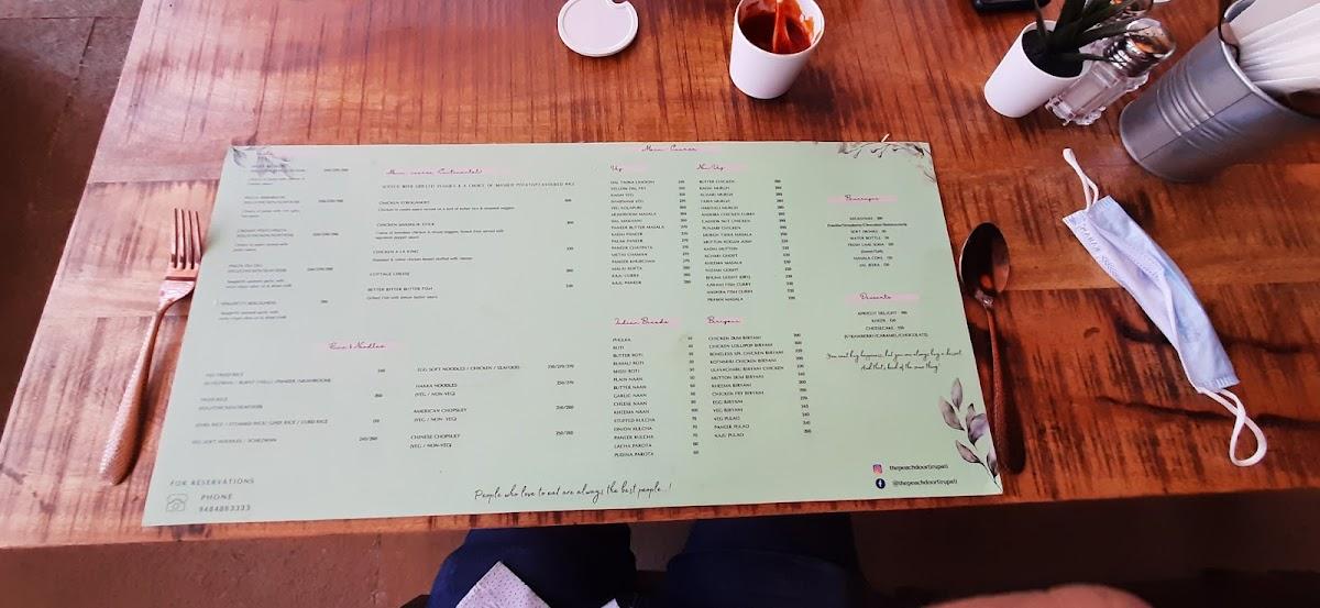 Menu at THE PEACH DOOR, Tirupati