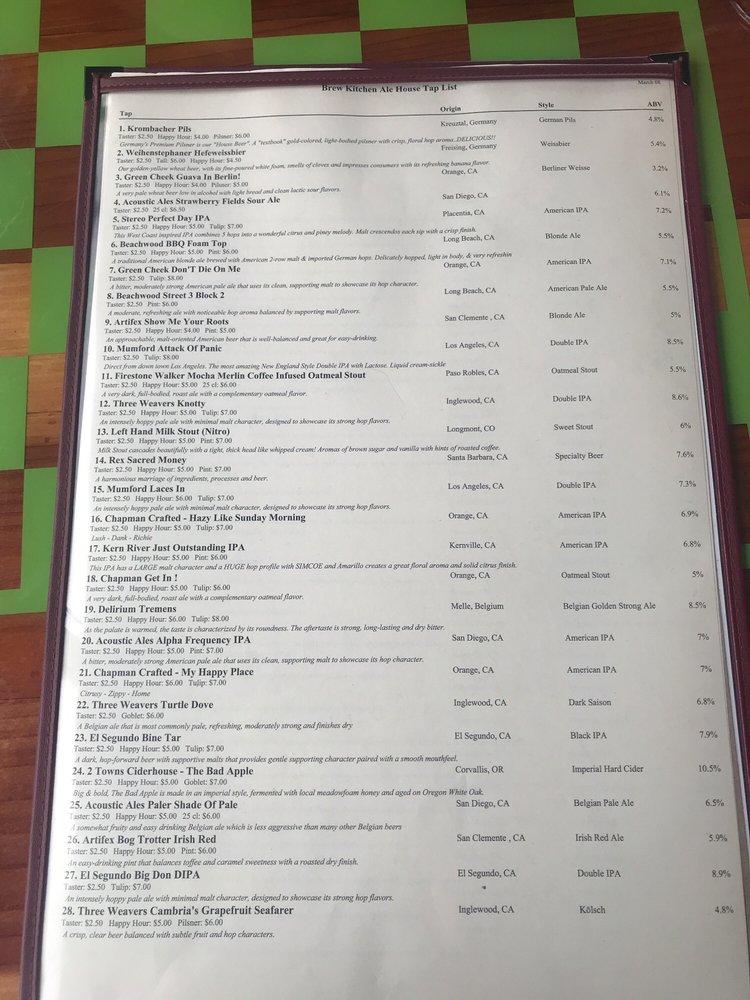 Menu at Brew Kitchen Ale House pub & bar, Los Alamitos