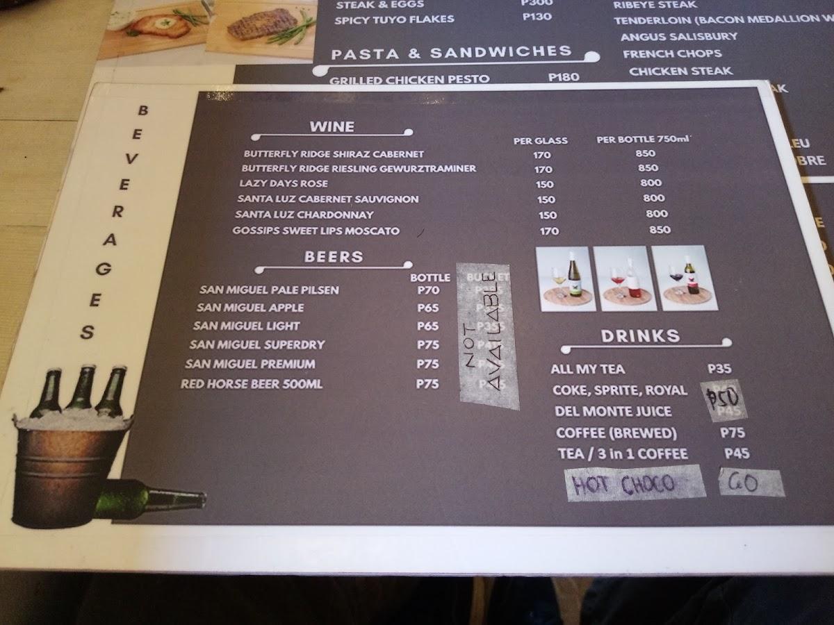 Carta de Rustic Box Steakhouse Baguio, Baguio