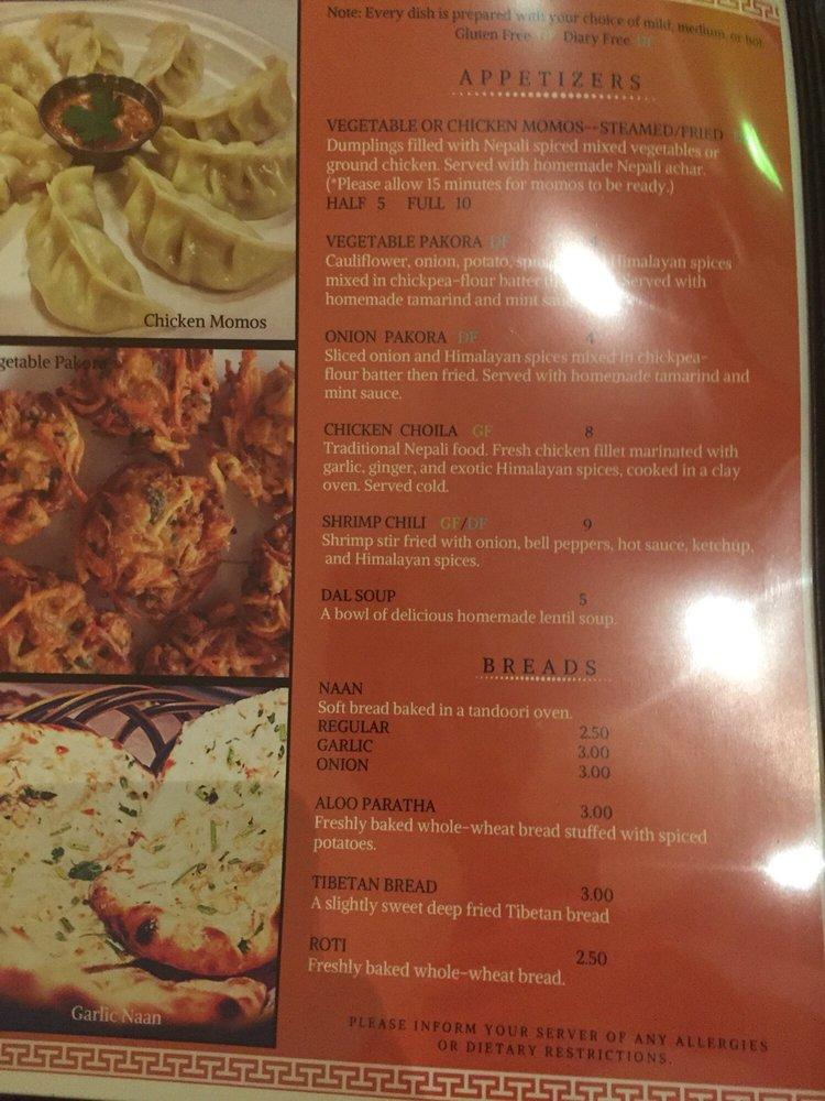 Menu at Everest Sherpa Restaurant, Ann Arbor