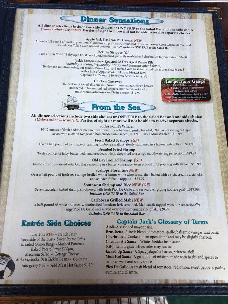 Menu at Captain Jack's Goodtime Tavern pizzeria, Sodus Point