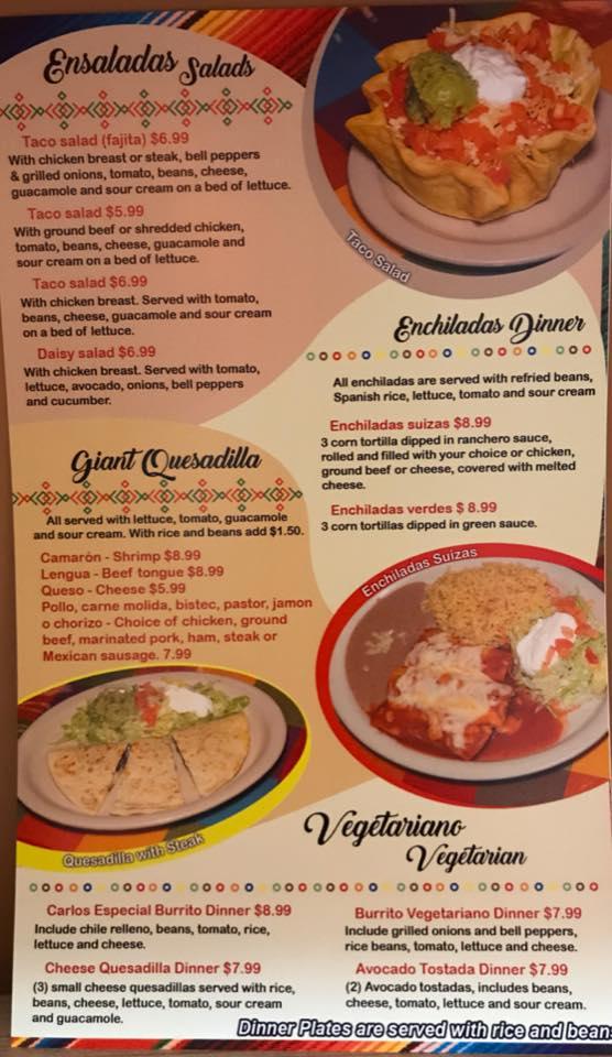 Menu at El Burrito Loco restaurant, Burlington