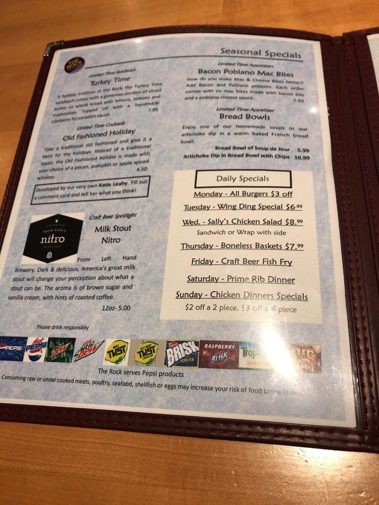 Menu at The Rock Bar & Grill, Beloit