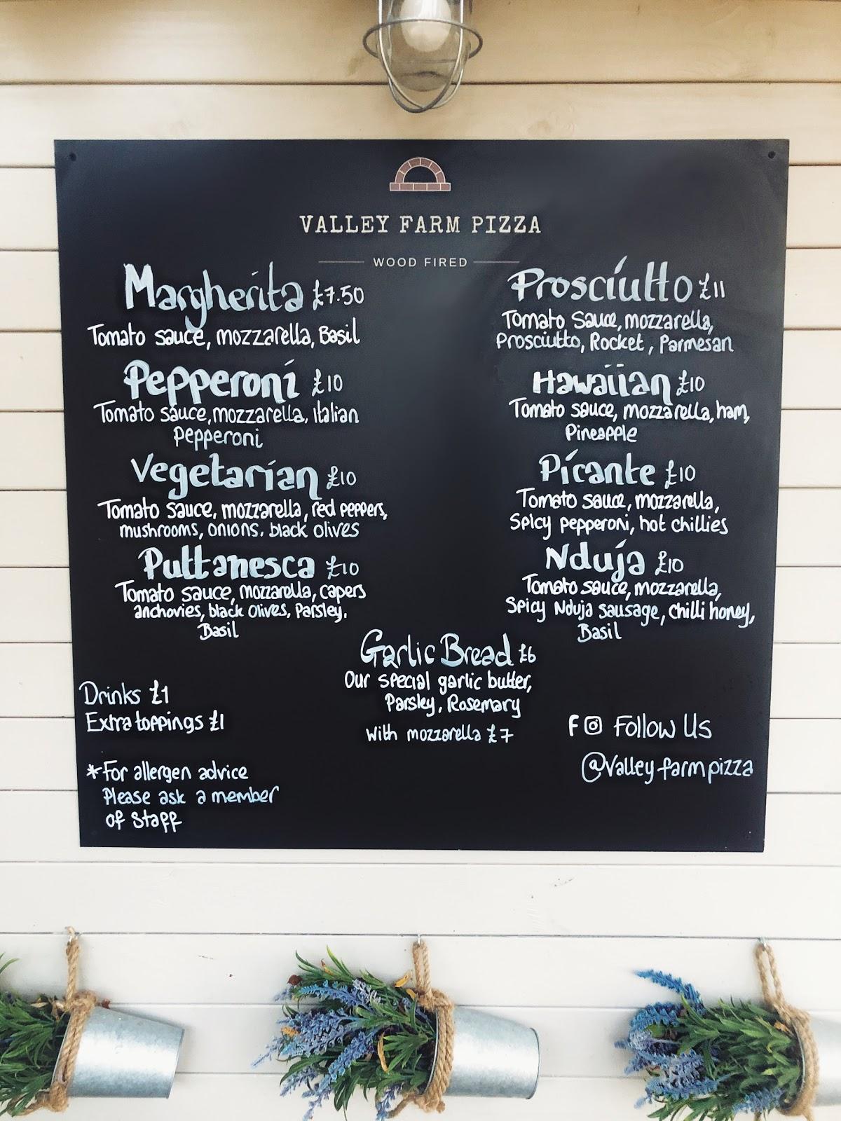 Menu at Valley Farm Pizza pizzeria, Oxford