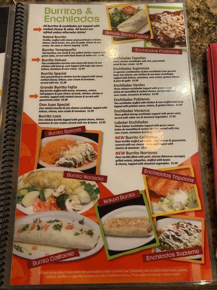 Menu at Don Juan Mexican Restaurant Brighton, Brighton